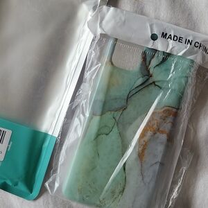 Marble Design Phone Case - Green and Gold